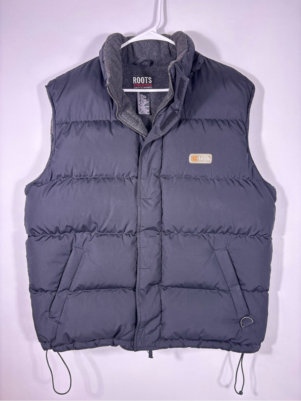 Roots Athletics R-Tech Down Puffer Vest Black Fleece Lined Vintage Outdoor Med